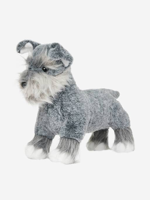 Maak kennis met LeMieux Speelgoed Puppy Cooper – een onweerstaanbaar schattige en levensecht vormgegeven schnauzer knuffel. Met zijn zachte, grijze pluizige vacht en realistische kenmerken is Cooper een fantastische speelkameraad voor elk kind dat van honden houdt. Frontaanzich speelgoed hondje - speelgoed puppy