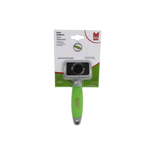Moser Slicker Borstel Small – Effectieve ontviltingsborstel met ergonomische gelgrip. Verwijdert klitten en losse haren bij kleine honden en katten.