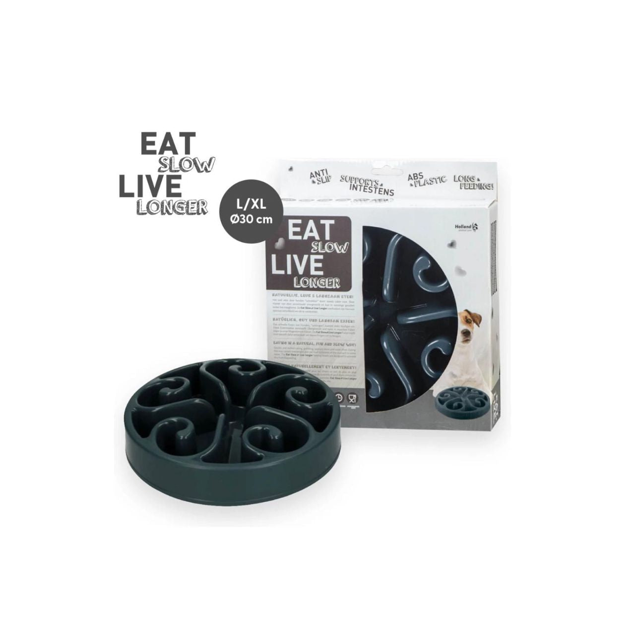 Anti-Schrok Feeding Bowl Eat Slow Live Longer Original Gray Small