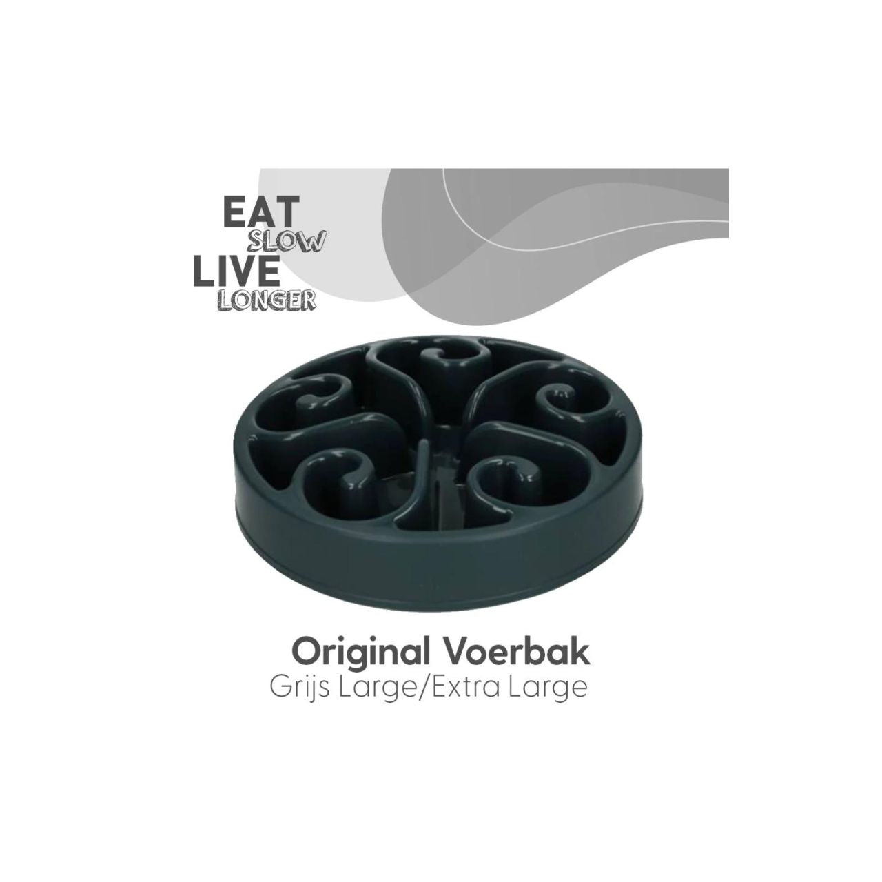 Anti-Schrok Feeding Bowl Eat Slow Live Longer Original Gray Small