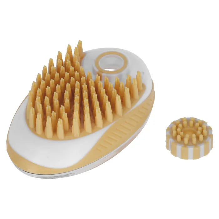 De MagicBrush badborstel reinigt en masseert de huid, met dispenser voor shampoo. Ideaal tegen losse haren tijdens de rui. Bij Livin Dog Shop!