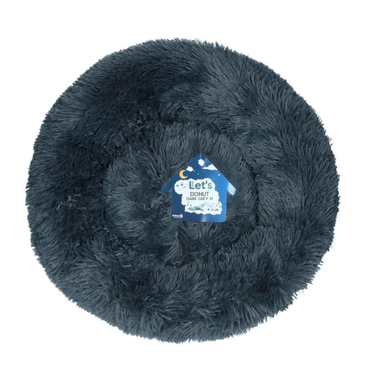 Zachte donut hondenmand die stress vermindert en comfort biedt. Voor hond & kat. Verkrijgbaar bij Livin Horse Shop – Donkergrijs maat M.

