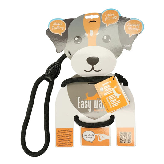 Easy Walk Handmodel is een revolutionair hondentuig met riem in één. Verkrijgbaar in zwart 300 cm en rood 270 cm. One size fits all, voorkomt trekken en zorgt voor comfortabele wandelingen zonder ontsnappen.