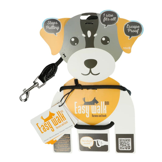 Easy Walk Schoudermodel Mini: innovatief hondentuig en hondenriem in één. Helpt trekken voorkomen, comfortabel voor hond en baasje. Lengte riem 210 cm.