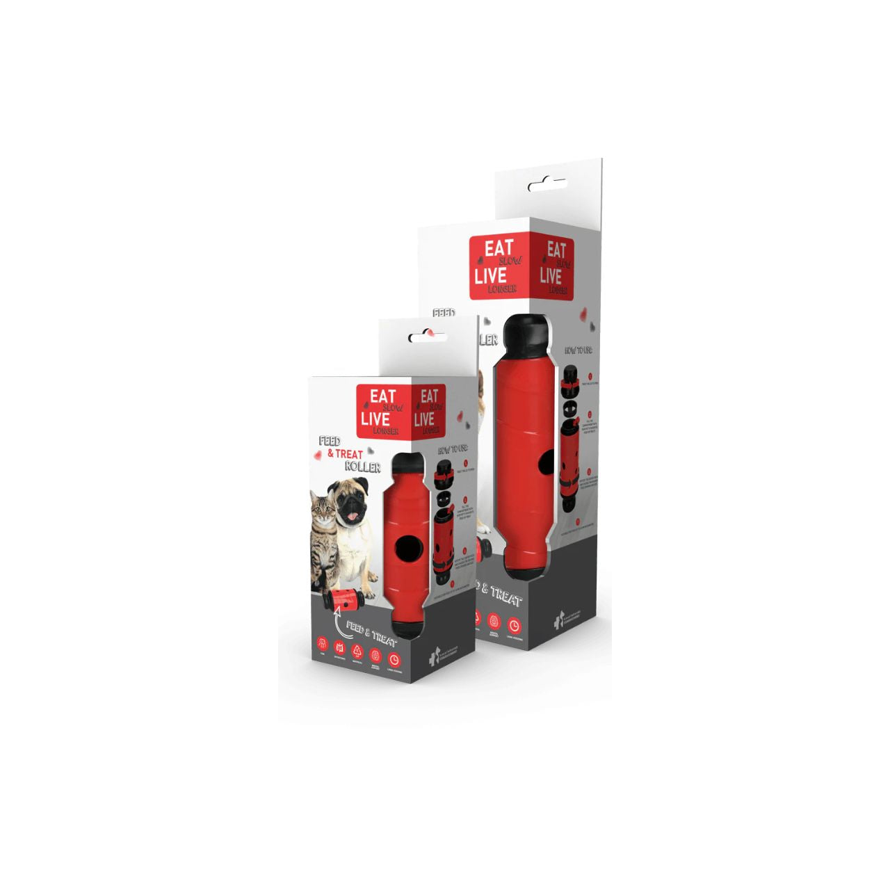 Eat Slow Live Longer Feed and Treat Roller Red