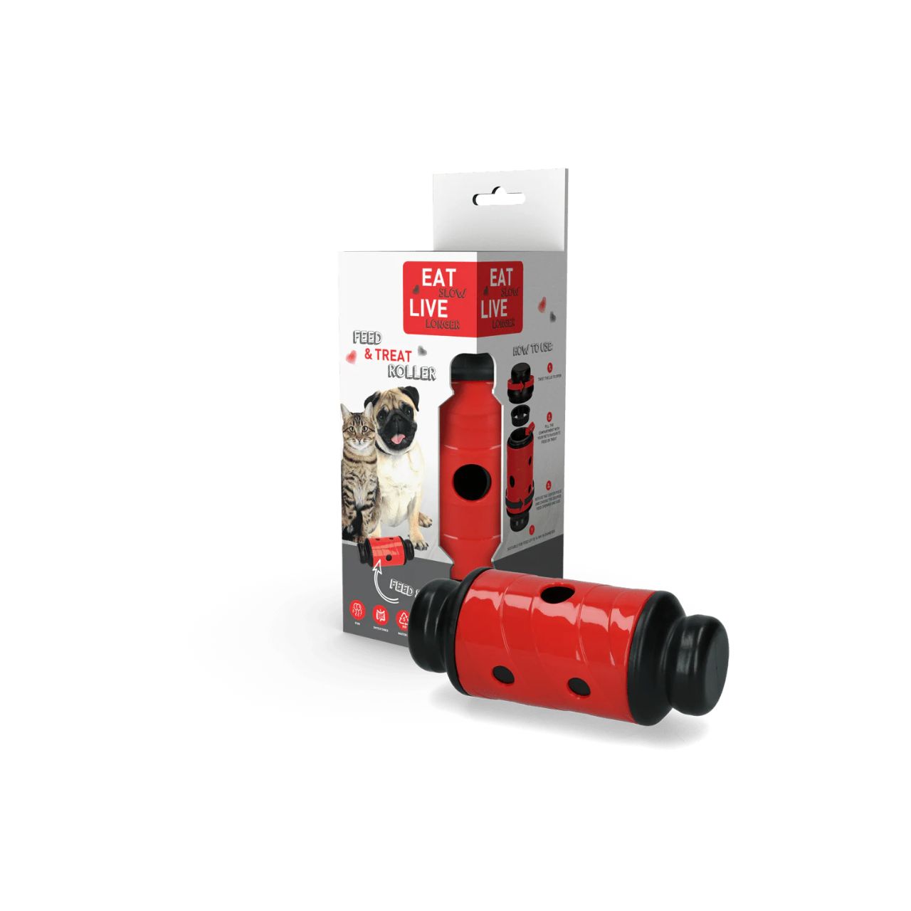 Eat Slow Live Longer Feed and Treat Roller Red