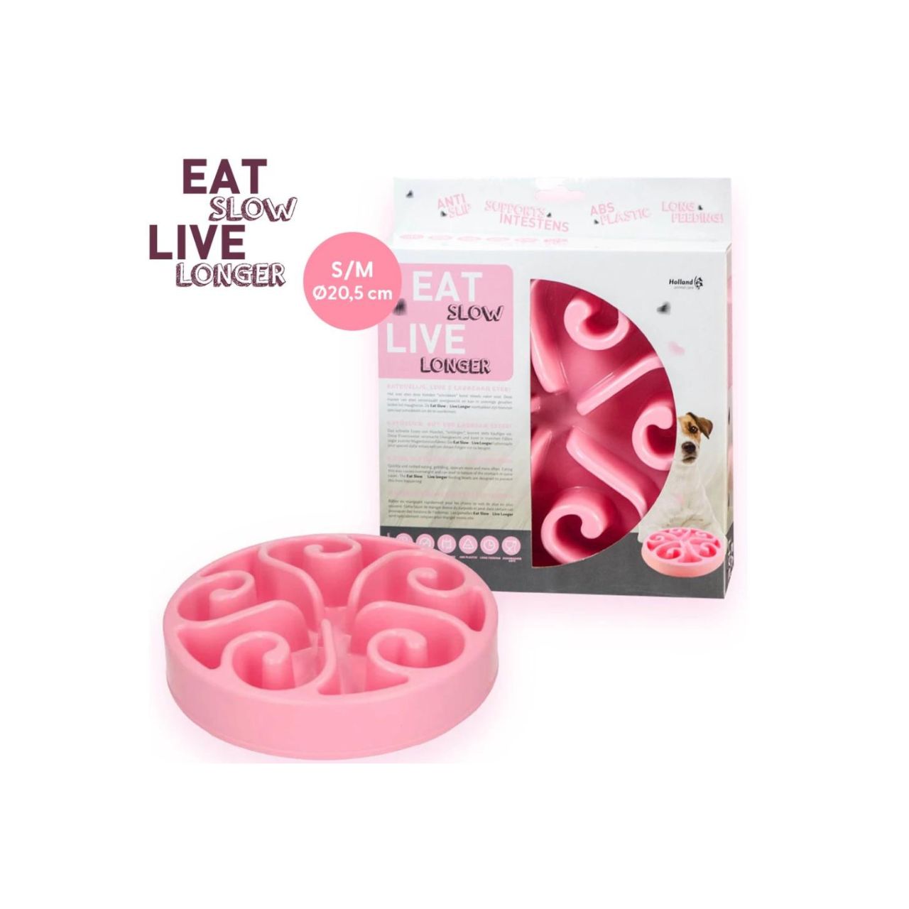Anti-Schrok Feeding Bowl Eat Slow Live Longer Original Pink
