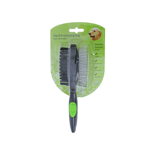 Hondenborstel Combi 2-zijdig: nylon én stalen zijde voor elke vachtsoort. Verwijdert losse haren en klitten ✓ Voor een glanzende vacht ✓ Bestel nu!