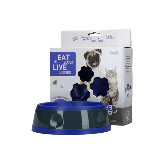 Anti-shock Food Bowl Eat Slow Live Longer Amaze Flower Blue