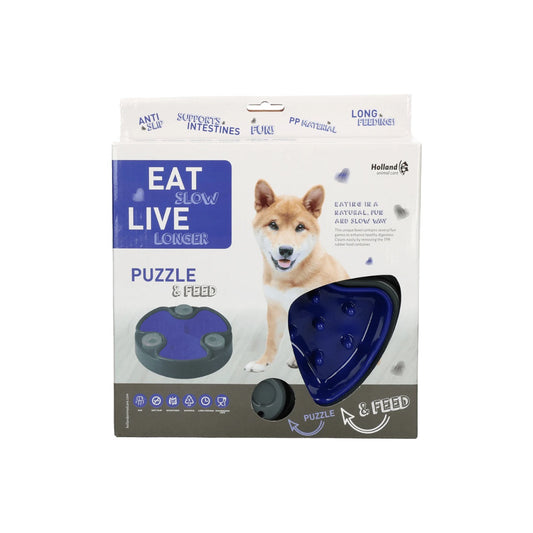 Anti Gobble Food Bowl Eat Slow Live Longer Puzzle and Feed Blue