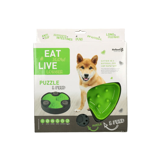 Anti-Schrok Feeding Bowl Eat Slow Live Longer Puzzle and Feed Green