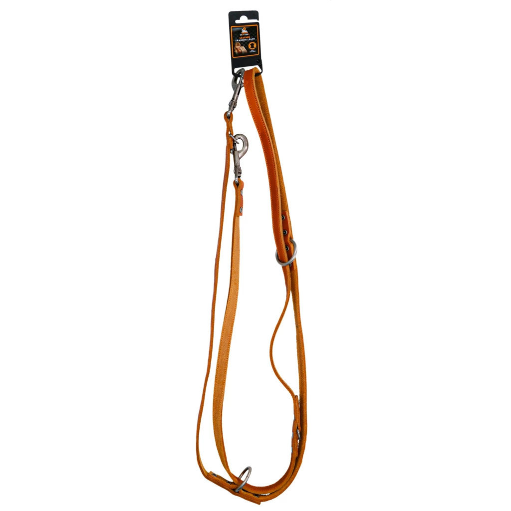 De Pro Leren Trainingslijn Cognac 2 cm x 250 cm is een extra lange, duurzame leren hondenlijn van topkwaliteit. Ideaal voor hondentraining en dagelijks gebruik. Soepel rundsleer met stijlvolle oud-zilveren details.