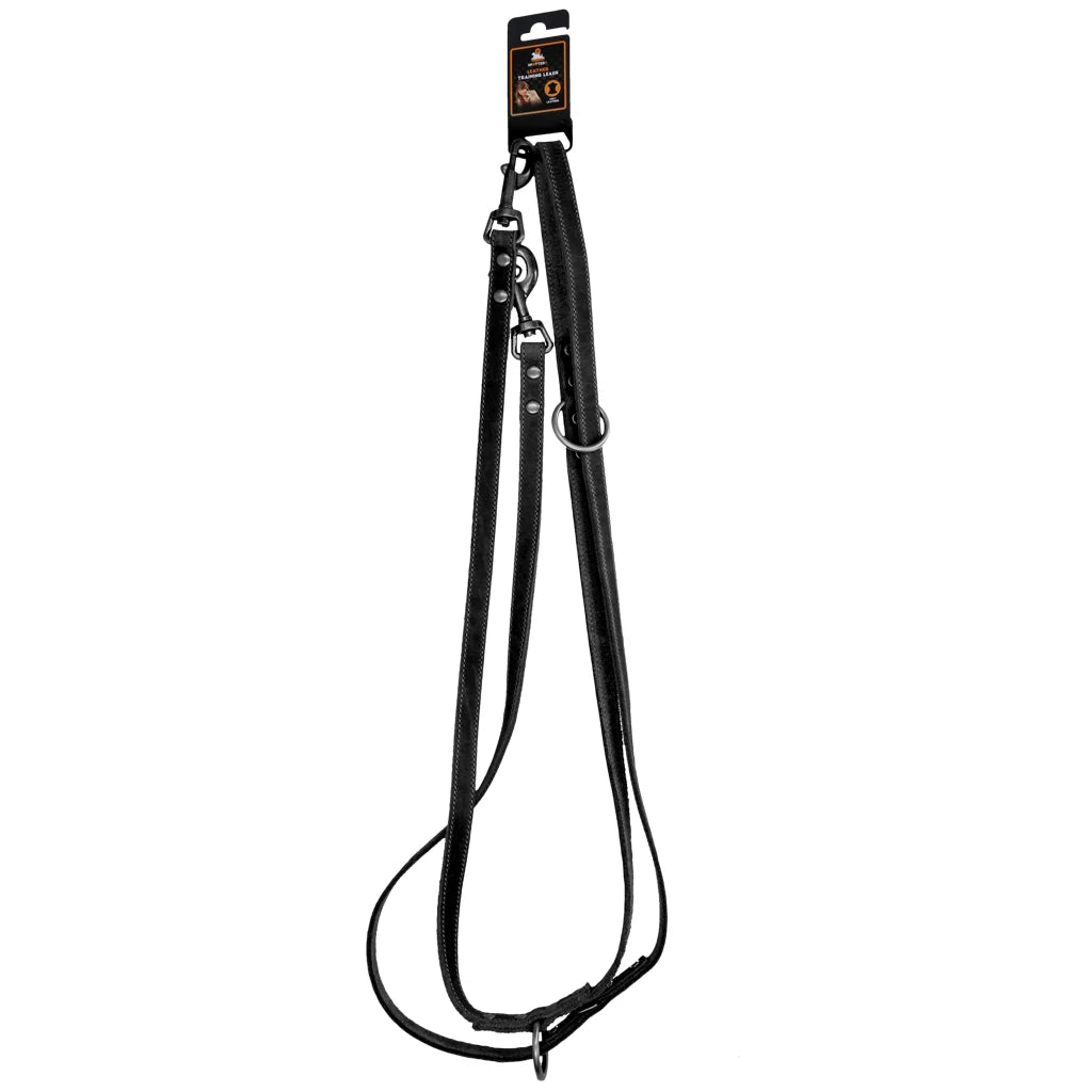 De Pro Leren Trainingslijn Zwart 2 cm x 250 cm is een extra lange leren hondenlijn van topkwaliteit. Ideaal voor hondentraining en dagelijks gebruik. Soepel rundsleer met stijlvolle oud-zilveren details.