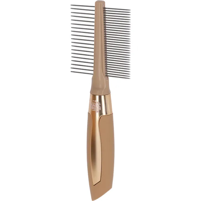 Ontwar klitten en verwijder onderwol met de MagicBrush vachtkam fijn/grof. Ergonomisch, licht en veilig voor hond en kat. Nu bij Livin Dog Shop!