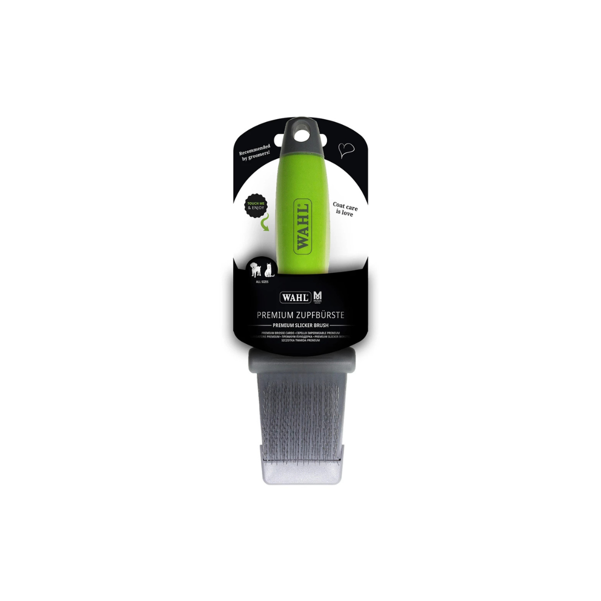 WAHL Premium Slicker Borstel: 2-in-1 voor lang én kort haar, met easy-clean functie. Ergonomisch gelgrip handvat ✓ Verwijdert klitten moeiteloos ✓ Bestel nu!